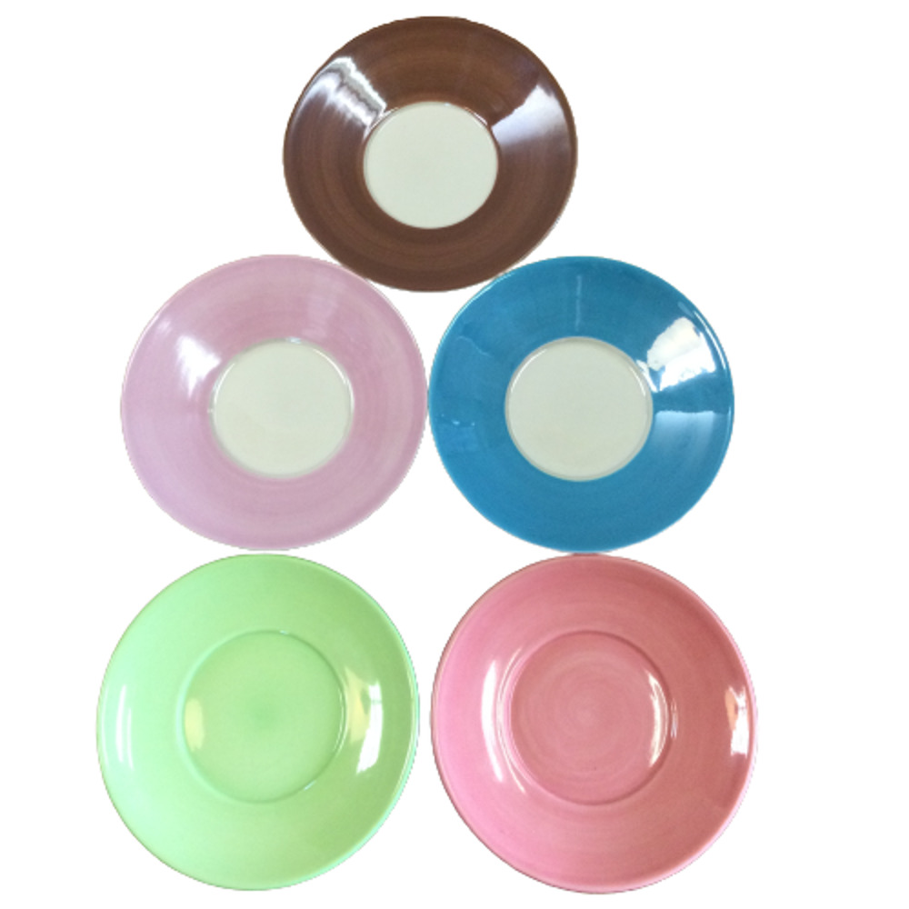 Lot of 5 Starbucks Coffee Ceramic Pastel Color Saucer 2006 6” Dessert Plate Dish